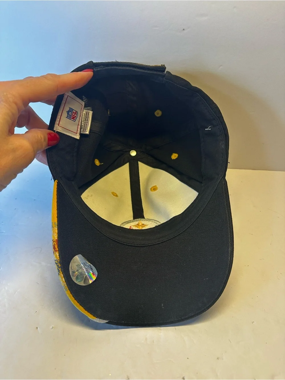 Pittsburgh Steelers Kids One Size Adjustable NFL Black Yellow Cotton Hat Cap